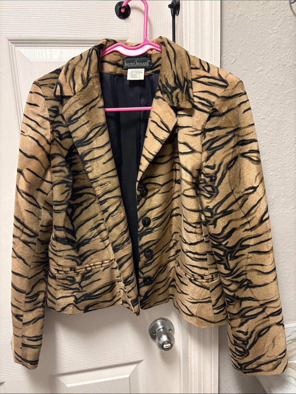 Harve Benard Tiger-Stripe Tan and Black Blazer